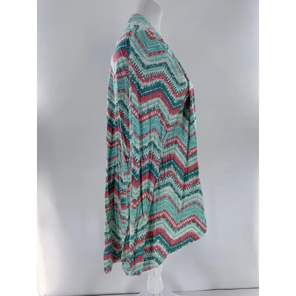 Shiela Rose Cardigan Sweater Sz L Chevron Colorful Artsy Fun Shawl Throw NWT - Picture 6 of 14